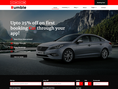 Rumble car rental booking html template automobile automotive booking car car rental dealership directory listing mechanic rental vehicle booking vehicle listing