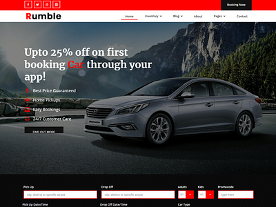 Rumble car rental booking html template