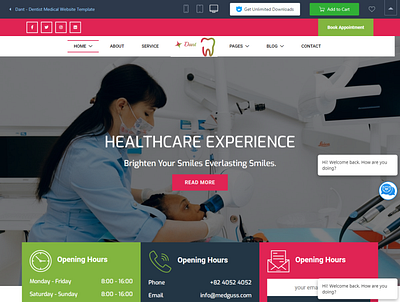 Dant Dentist Medical Website Template bootstrap4 dant html html5 responsive