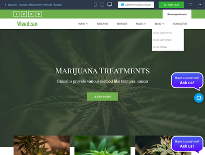 Weedcan Cannabis medical html 5 Templates bootstrap responsive theme theme design themeforest website