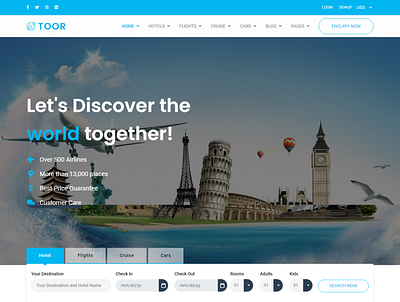 Toor - Travel Booking HTML5 Templates booking booking system design html html css theme theme design themeforest website