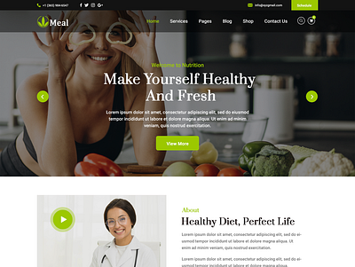 Meal Nutrition Website PSD Template design food layout responsive theme