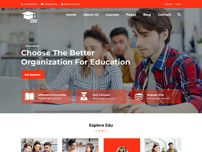 Education website PSD Template graphic design logo responsive theme website