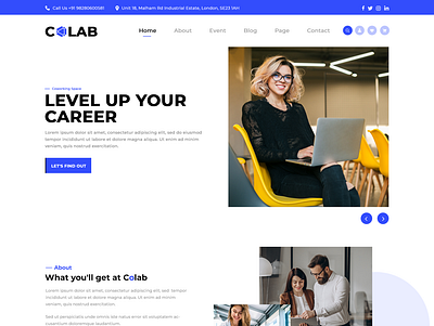 Colab - Coworking Website PSD Template design illustration logo responsive template theme ui