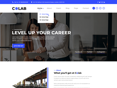 Colab - Coworking Website PSD Template design illustration logo responsive theme ui website