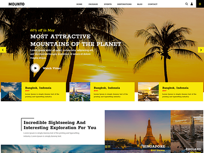 Mounto - Mountain Tourist Website PSD Template 3d booking bootstrap branding graphic design illustration logo ui