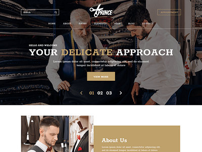 Prince - Tailor Website PSD Template booking system design illustration logo theme ui website