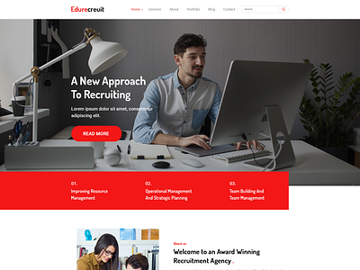 Edurecreuit - Staffing and Recruiting PSD Template design illustration logo responsive template theme website