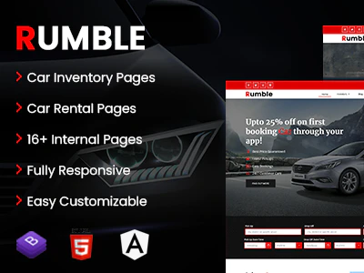 Rumble - Car Rental Booking Angular Template branding design logo responsive template theme website
