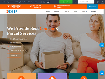 Speed Up | Courier and Delivery Service Angular Template graphics design layout psd responsive sell template theme web development website design website development