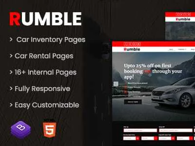 Rumble – Car Rental Booking HTML Template booking car rental design illustration logo rental service rental system responsive system template theme website