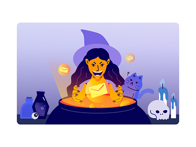 Halloween 2021 character design email marketing halloween illustration magic marketing october spooky witch