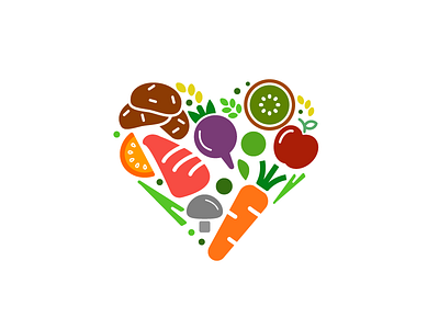 Love Food apple food fruits heart illustration kiwi logo orange vector vegetables