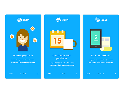 Luka's Onboarding app financial introscreen onboarding sign tour ui ux walktrought