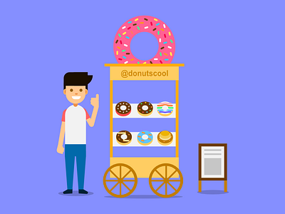 Donuts boy 2d boy character donuts flat design illustration smile