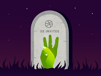 3 Dribbble Invites 🏀 design dribbble halloween hand illustration invites invites giveaway october tomb vectober vector zombie
