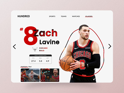 Sports News Website (Hundred #100) 8 basketball bulls chicago chicago bulls highlights lavine matches nba nba news play player profile score sports sports design team zach zach lavine