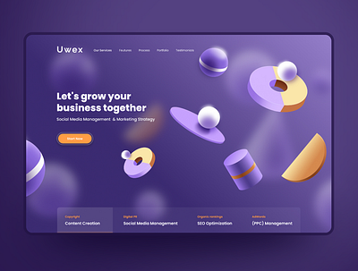 Digital Marketing Agency Website 3d clean company creative studio design figma flat inspiration landing page marketing agency purple site ui web