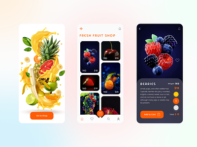 Fresh Fruit Shop App app design ui web