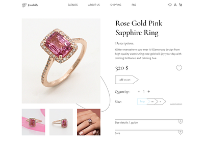 Jewelry Ring Product page — e-commerce branding concept design e commerce jewelry light market marketplace online store pink product page redesign ring store store page typography ui ux web design website