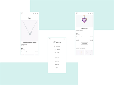 Mobile design for Jewelry store branding concept design e commerce home page jewelry light market marketplace menu mobile online store presentation product page responsive ui ux web design website