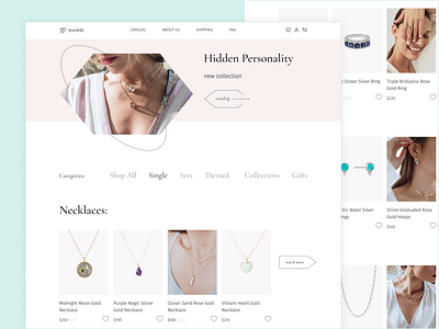 Product page for Jewelry store concept design e commerce jewelry jewelry store light main page market online store product page typography ui ux web design website