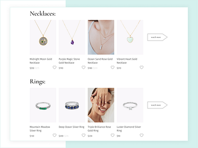 Jewelry store Catalog catalog concept design e commerce jewelry jewelry store light main page market online store product page ui ux web design website