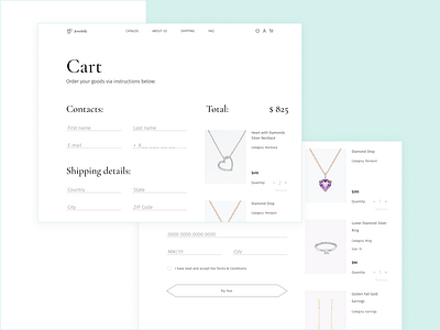 Cart page for Online Jewelry store cart checkout concept design e commerce form jewelry light login market online store pay page payment product page sign up ui ux wallet