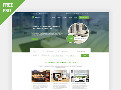 Real Estate concept free psd real estate redesign web design