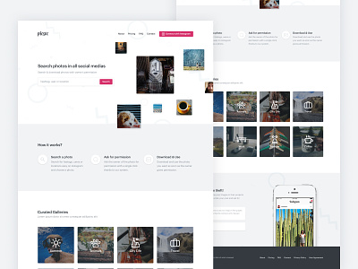 Picsoc branding clean design grey how it works instagram landing page minimal picture pink search sign in sign up ui ux