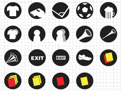 Simple soccer icons icons illustration soccer vuvuzela