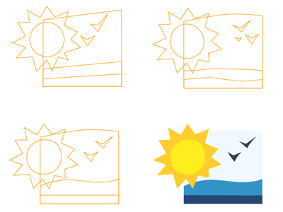 Logo process agadir blue logo sea sun yellow