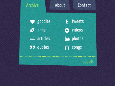 Menu Hover blue green jeans redesign