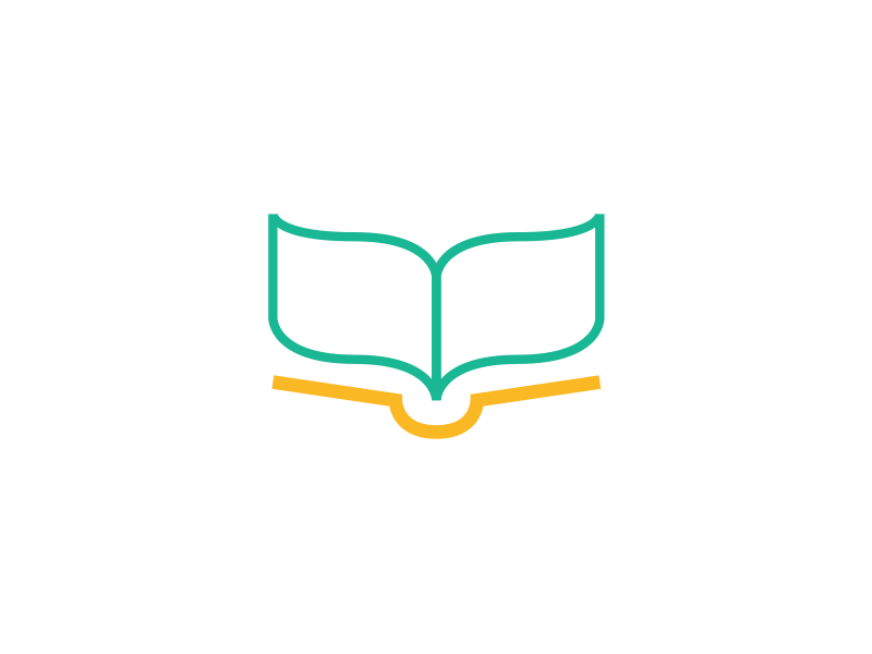 Open Book 3 book gold identity logo turquoise