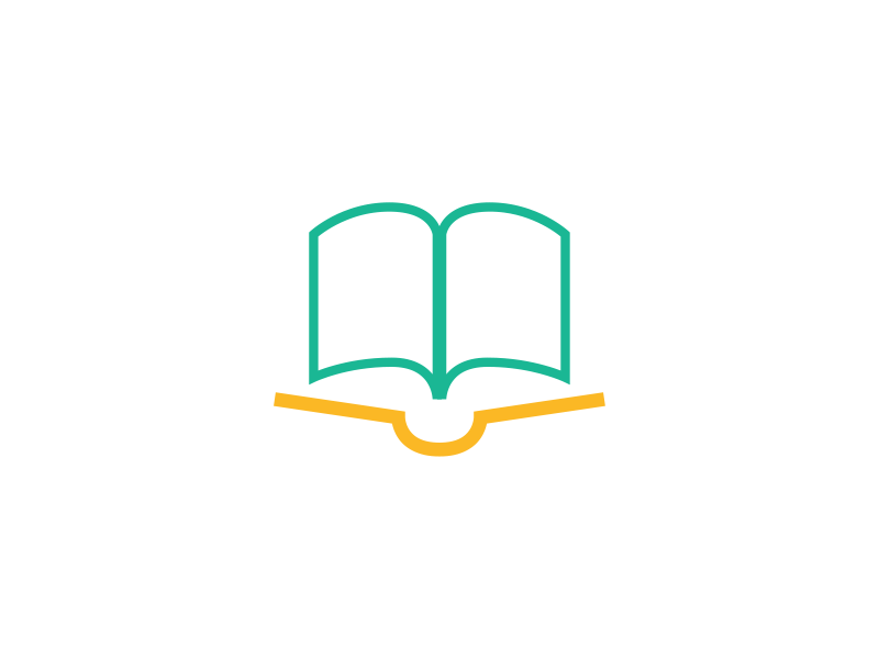 Open Book 4 book gold identity logo turquoise