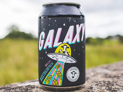 Galaxy beer label lettering and illustration