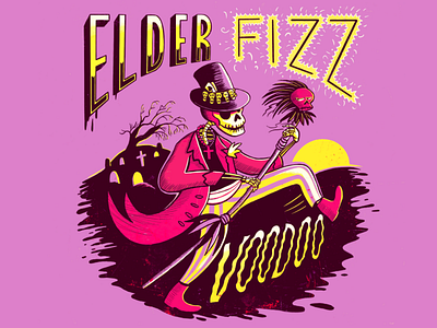 Happy Halloween! Elder Fizz Voodoo Craft beer label illustration