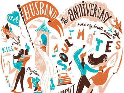 Anniversary Woman To Man Illustration4 anniversary greetings card illustration