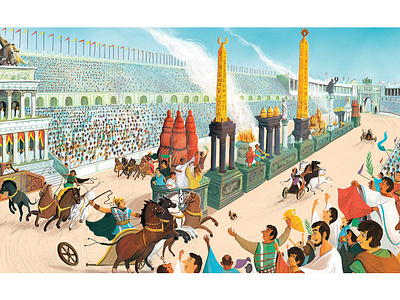 Circus Maximus background art childrens book circus maximus illustration migy picture book roman romans scene