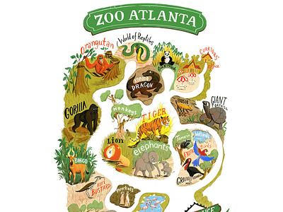 Bridge to the wild Atlanta zoo Map animals childrens book design illustration licensing maps migy picture book zoo