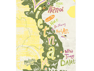 Vietnam Map editorial hand lettering illustration lettering licensing map migy vietnam