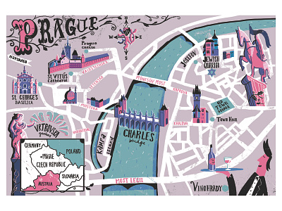 Prague Map design editorial illustration licensing map migy