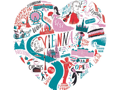 Love Vienna hand lettering illustration licensing map migy pattern