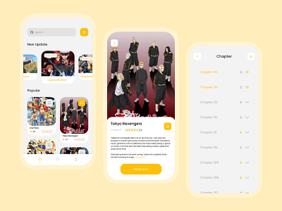 Manga Read App Concept manga mobile mobiledesign ui uidesign uiux