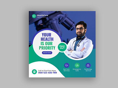 Medical Social Media Post Template Design layo