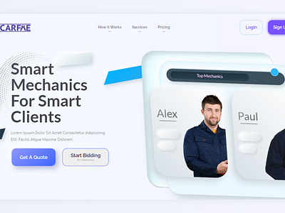 Landing Page for online portal