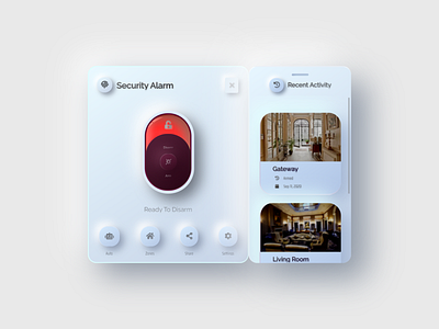 Security Alarm Widget app design home control home control security ipad ipad app ipad home control neumorphism security security alarm security app security design ui