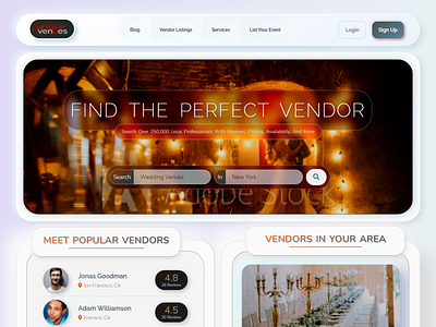 Neumorphic Home page for vendor website