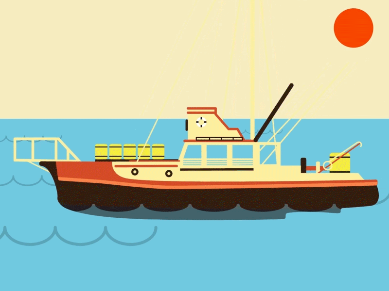 JAWS - boat loop test after effects animation boat gif illustrator jaws loop motion graphics shark