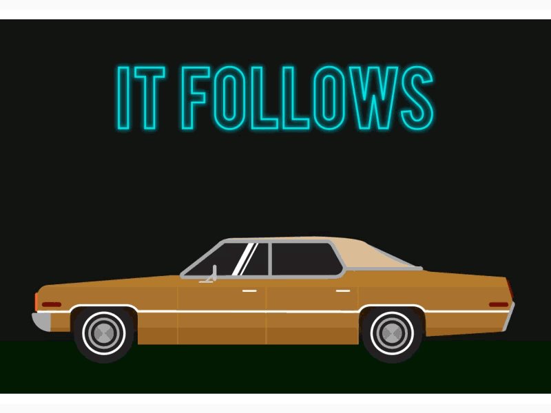 It Follows animated gif car flat horror horror movie illustration it follows loop neon vector